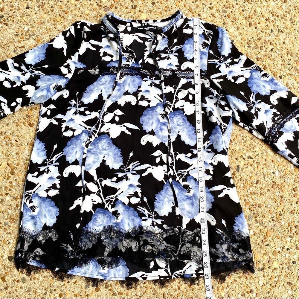 Like New Karl Lagerfeld Paris Floral Lace Boho Blouse Size M - Picture 5 of 9